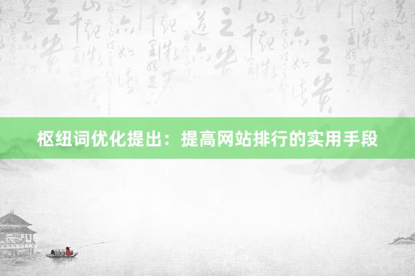 枢纽词优化提出：提高网站排行的实用手段